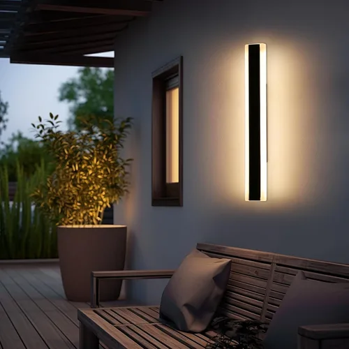 Vista 8 de Luces de Pared Modernas para Exterior de Casa, Apliques de Pared al Aire Libre de 23.6 Pulgadas, 3 Luces Color 3000K/4500K/6000K, Resistente al Agua