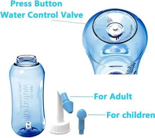 Vista 3 de Carllg Neti Pot - Botella de lavado de riego nasal con sal de enjuague sinusal para adultos y niños (botella de 10.1 fl oz con 30 paquetes de sal)