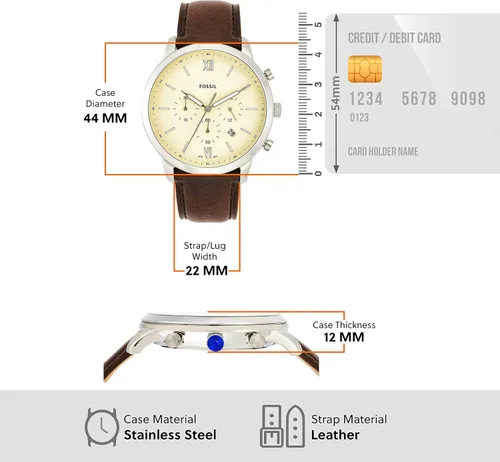 Vista 11 de Fossil Men's Neutra Stainless Steel and Leather Quartz Chronograph Watch
