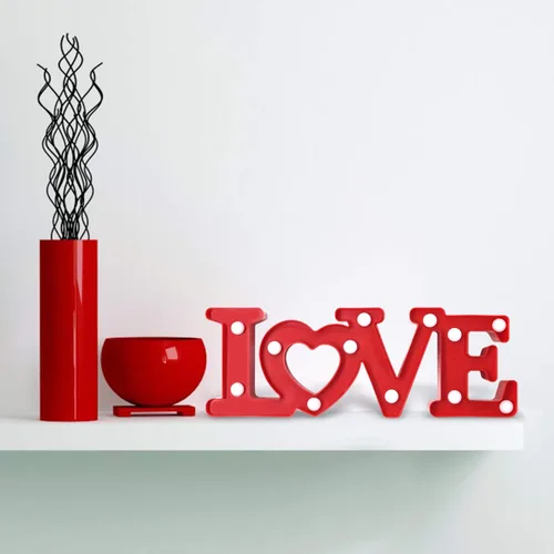 Vista 5 de Letrero de amor con luces, decoración del día de San Valentín, letras de marquesina de amor, decoración romántica iluminada de mesa para boda y Rojo