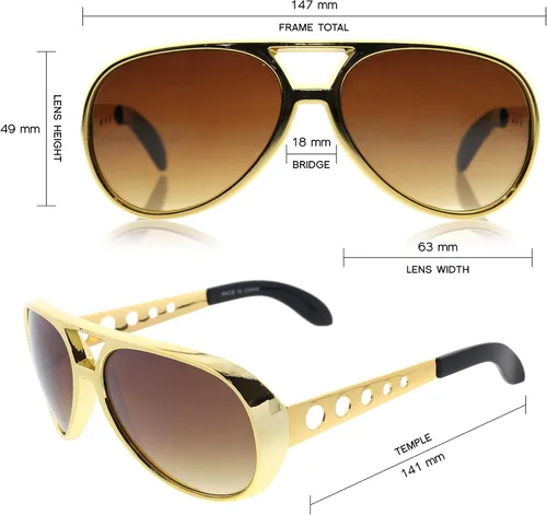 Vista 4 de zeroUV Gafas de sol de aviador grandes King of Rock & Roll
