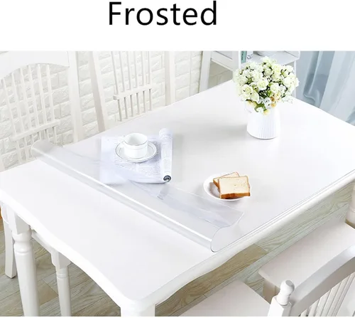 Vista 3 de Protector de escritorio transparente de PVC, cubierta de plástico de 1/0.059 in de grosor, impermeable, resistente al aceite, mantel rectangular