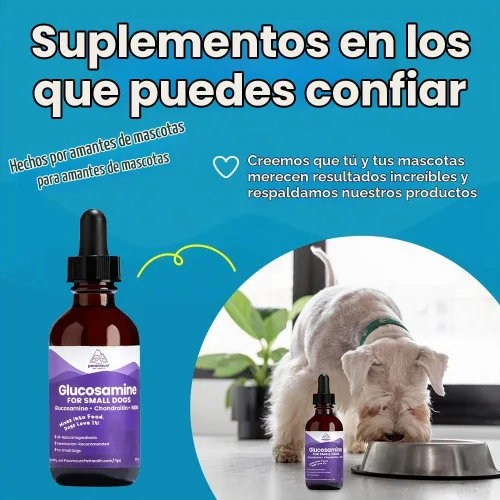 Vista 5 de Paramount Pet Health Glucosamina totalmente natural para perros – 260 mg de glucosamina para perros pequeños – Suplemento líquido