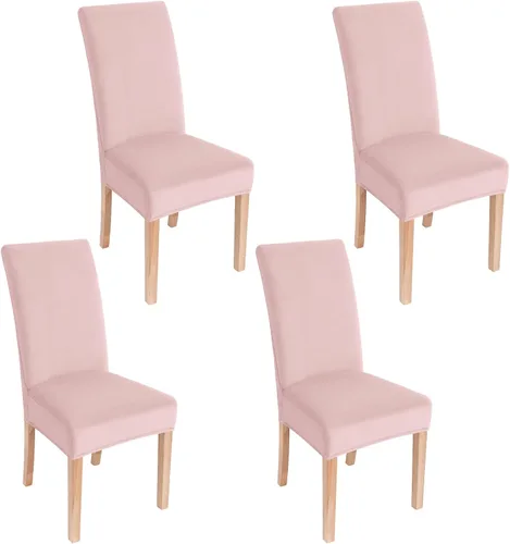 Vista 39 de smiry - Fundas para sillas de comedor de terciopelo elástico y suave, extraíbles, Terciopelo, Beige