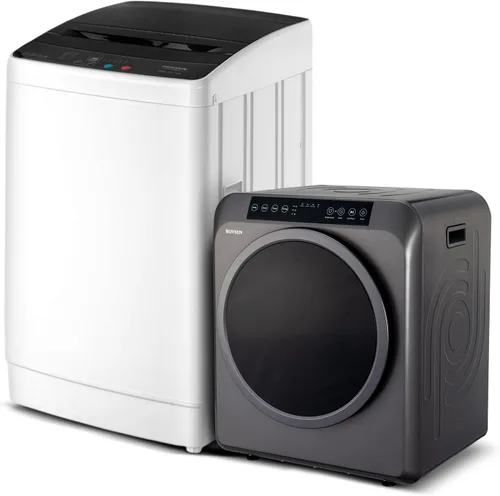 Vista 15 de ROVSUN Juego de lavadora completamente automática de 17.6 libras y secadora de ropa portátil de 1.5 pies cúbicos, juego combinado de lavadora