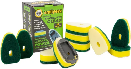Vista 11 de Smilyeez Recambio de esponja punteada azul sin plástico para Scotch-Brite's Dishwand Recambio de 10 unidades con adaptador
