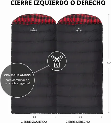 Vista 2 de Teton Celsius XXL Sleeping Bag, Cold Weather Sleeping Bags for Adults and Kids, Camping Made Easy and Warm. Compression Sack Included