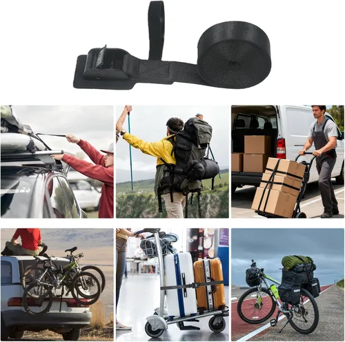 Vista 6 de [Paquete de 4] Correas de amarre de 1 pulgada x 4 pies con hebillas, correas de amarre ajustables de servicio pesado con hebilla de leva