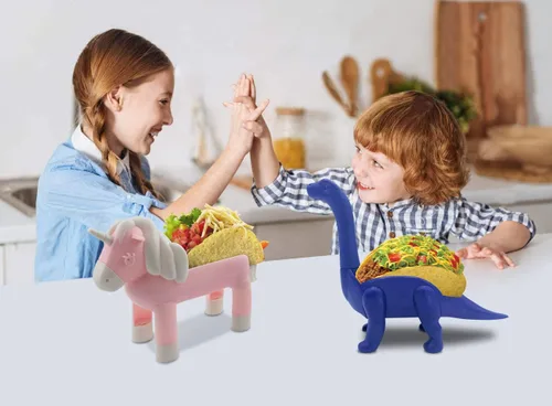Vista 5 de Paquete de soporte para tacos de unicornio con soporte de tacos de dinosaurio azul para niños