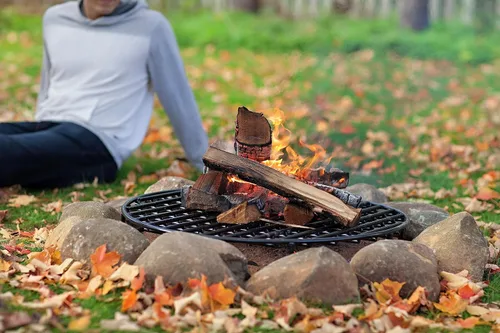 Vista 4 de Walden Backyards - Rejilla redonda para fogatas de alta temperatura, de acero resistente para uso en exteriores, para fogatas y hogueras al aire