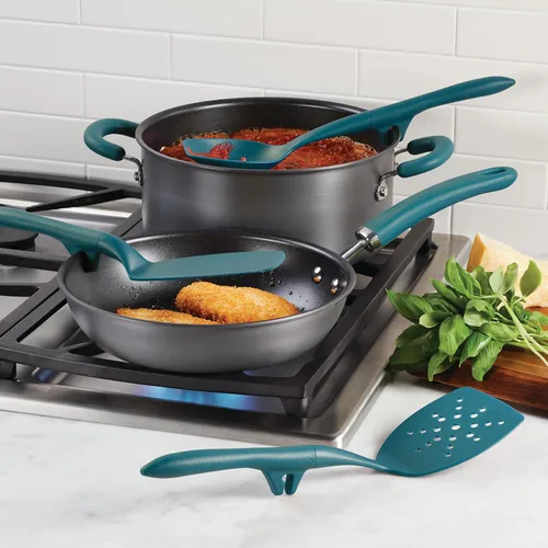 Vista 3 de Rachael Ray Gadgets Lazy Tools - Juego de utensilios de cocina antiadherentes, 6 piezas, color verde azulado