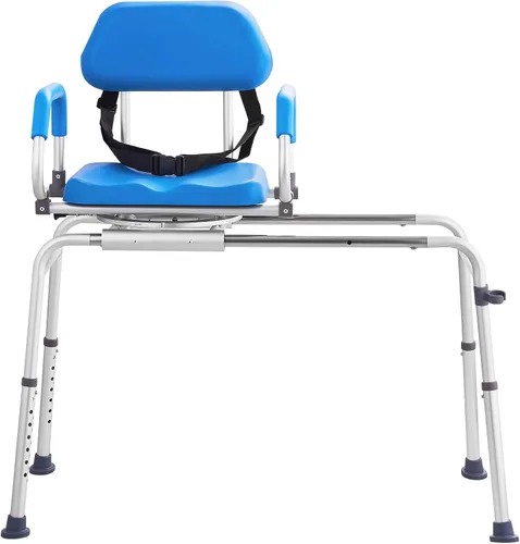 Vista 9 de VEVOR Banco deslizante de transferencia de bañera con asiento giratorio de 360 grados, silla de ducha deslizante con reposabrazos pivotantes