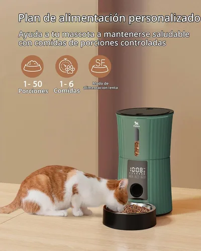 Vista 6 de Comedero automático para gatos, dispensador de alimentos secos de 4 litros para gatos y perros Programmable Portion Control, 6 Meals Daily, Dual