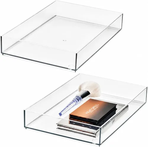 Vista 8 de Organizador Clarity de InterDesign para tocador, adecuado para cosméticos y productos de belleza, 8 x 12 x 2 pulgadas, transparente, Transparente