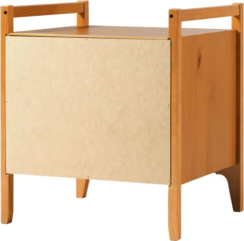 Vista 6 de Walker Edison Leif Scandi Mesita de noche angulada con cara de cajón, 22 pulgadas, caramelo