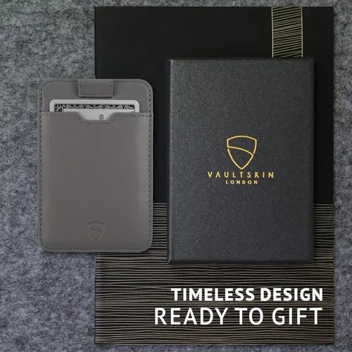 Vista 30 de Vaultskin CHELSEA - Cartera de piel delgada con bloqueo RFID para hombre, tarjetero minimalista con bolsillo frontal