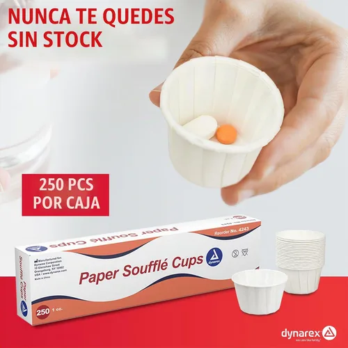 Vista 7 de Dynarex Vasos de Papel para Medicina - Vasos Desechables Souffle de 1 oz para Píldoras y Medicamentos - Vasos de Papel Pequeños con Bordes