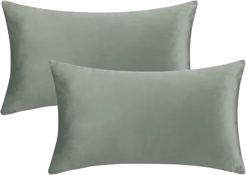 Vista 22 de uxcell Paquete de 2 fundas de almohada decorativas de terciopelo, fundas de almohada sólidas modernas para sofá o hogar, 16 x 16 pulgadas