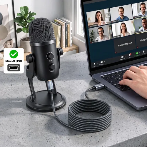 Vista 7 de Meokse Cable mini USB de 20 pies, USB 2.0 tipo A a Mini B, cable de carga de sincronización de datos de alta velocidad, cable portátil duradero 19.7