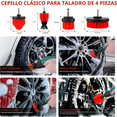 Vista 2 de Kit de detalles de coche de 35 piezas, kit de limpieza de coche y juego de cepillos de detalles