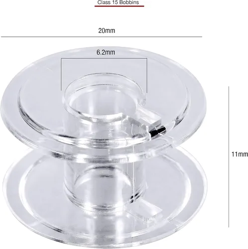 Vista 3 de SINGER Bobinas de plástico transparente clase 15 para máquinas de coser, 50