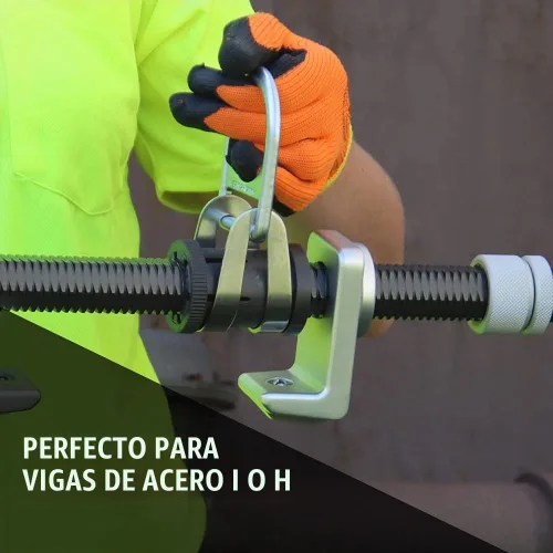 Vista 6 de Malta Dynamics Caminante de vigas de acero con protección contra caídas para 3 a 14 pulgadas, anclaje de techo de detención de caída, brida superior