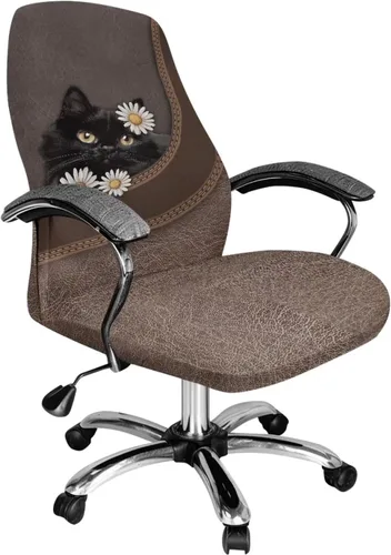 Vista 21 de Xoenoiee Bee Floral Print Office Chair Covers, Stretch Computer Boss Chair Cover with Button High Back Chair Slipcover Anti-Dust Rotating Chair