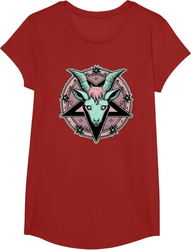 Vista 77 de Camiseta Kawaii Paste Creepy Goat Pentacle, Negro