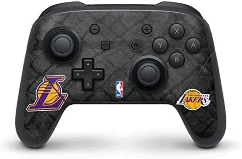 Vista 2 de Skinit Calcomanía para juegos compatible con el controlador Nintendo Switch Pro, con licencia oficial de la NBA Los Angeles Lakers Black Animal