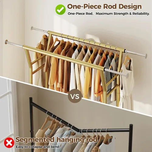 Vista 7 de HYSEYY Heavy Duty Clothes Rack, Rolling Clothing Rack for Hanging Clothes with Shelves Load 700LBS,Portable Garment Wardrobe Closet Rack with Wheels