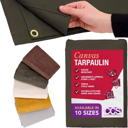 Vista 9 de CCS CHICAGO CANVAS & SUPPLY - Lona impermeable resistente, extraduradera, para varios usos, funda de lona de campamento con ojales inoxidables