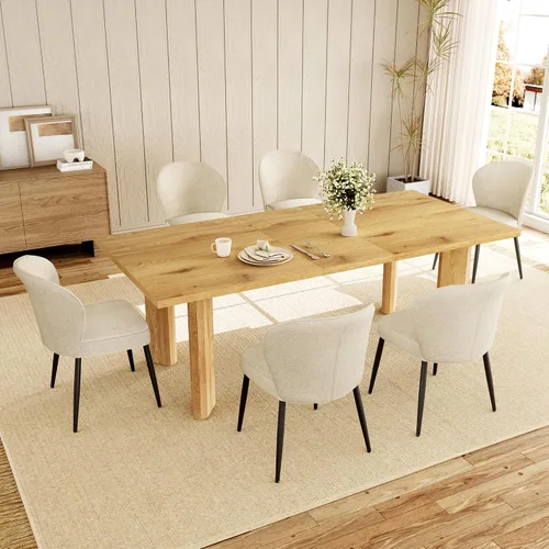 Vista 12 de HIPIHOM 63'' Dining Table for 4-6 People, Oak Table Spacious 63" Dining Table Seats 6 Comfortably, Made with Sturdy MDF in Warm Oak, Easy-Clean