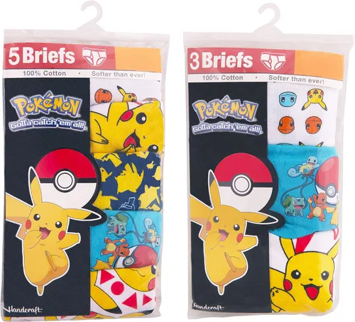 Vista 5 de Pokémon boys 100% Combed Cotton Underwear With Pikachu, Evee, Squirtle, Jigglypuff and More in Sizes 4, 6 and 8