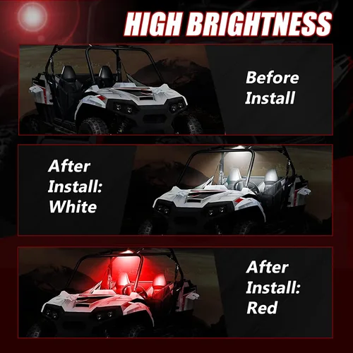 Vista 3 de OPP ULITE Switch UTV - Luz LED Doom de 6 unidades, blanco y rojo, 6 unidades, montaje en barra enrollable universal para interior de automóvil