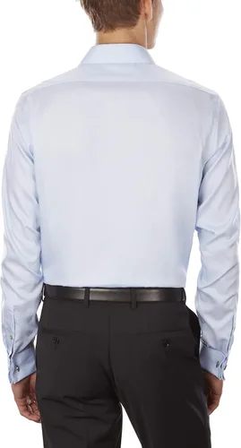 Vista 2 de Calvin Klein Camisa de vestir para hombre, ajuste delgado, sin planchado, color liso, con puño francés