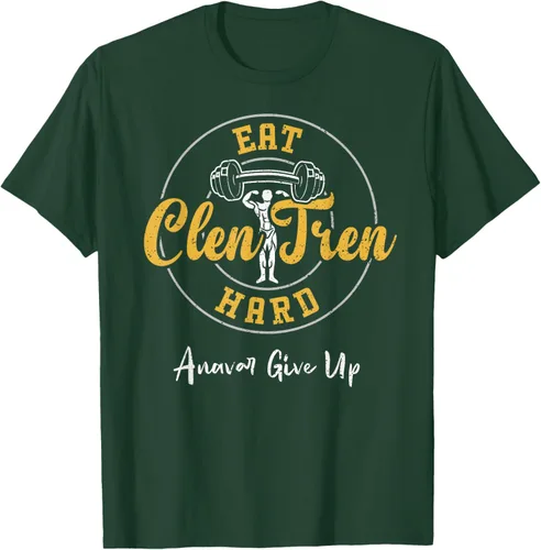 Vista 64 de Culturismo: Comer Clen Tren Hard Anavar Give Up - Camiseta de gimnasio, Negro