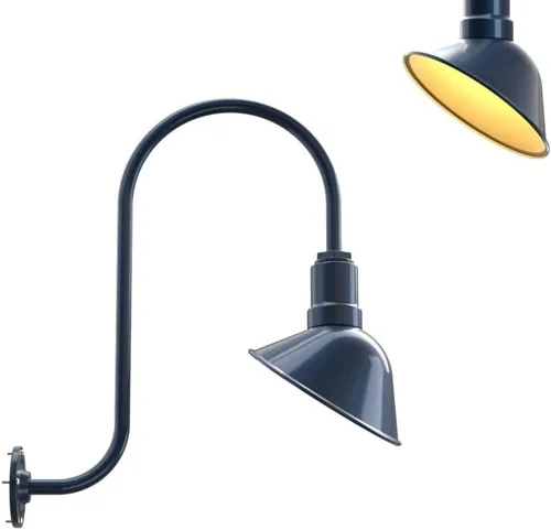 Vista 12 de Steel Lighting Co. Luz de Letrero de Tienda Venice para Pared de Acento de Restaurante al Aire Libre Cúpula de 9 pulgadas Brazo Recto de 6
