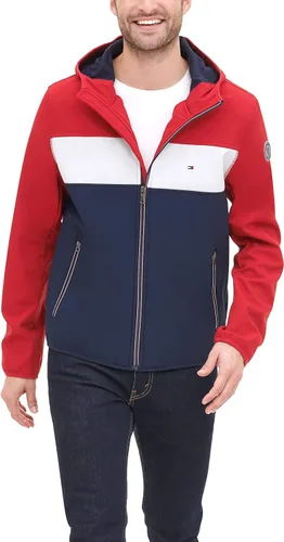 Vista 5 de Tommy Hilfiger - Chaqueta impermeable transpirable con capucha para hombre, ligera, de rendimiento, Softshell