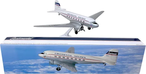 Vista 4 de Continental DC-3 Escala 1:100 - Avión de plástico a presión modelo - réplica coleccionable de aviones Continental Airlines - Parte #ADC-00300C-001