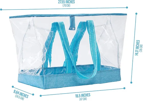Vista 7 de VENO Clear Bag Transparent Vinyl PVC Tote, Stadium, Outdoor, Beach, Pool