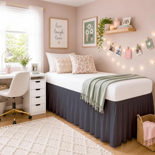 Vista 13 de SlumberWell Falda de cama con volantes, tamaño individual XL, caída de 36 pulgadas, gris oscuro Solución de almacenamiento oculto