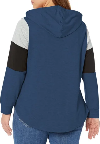 Vista 2 de DOLNINE Sudaderas con capucha de talla grande para mujer, sudaderas de manga larga con bloques