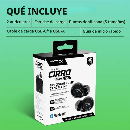Vista 12 de HyperX Cirro Buds Pro - Auriculares inalámbricos verdaderos, cancelación activa de ruido, ANC, modo de sonido ambiental, baja latencia, Bluetooth