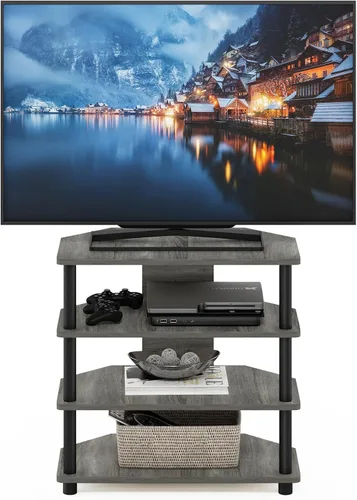 Vista 8 de Furinno Turn-N-Tube Centro de Entretenimiento Pequeño de 4 Niveles de Montaje Fácil / Soporte para TV / Unidad para TV / Escritorio para TV, Acero