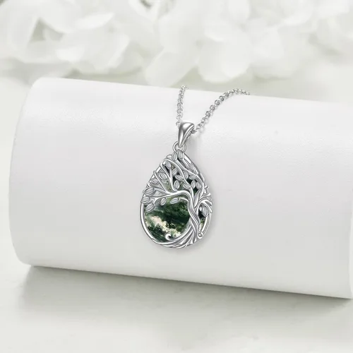 Vista 106 de ONEFINITY Collar de plata de ley 925 con diseño de árbol de la vida con colgante de nudo celta de concha de abulón para mujer