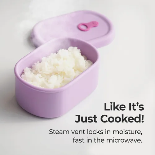 Vista 5 de Recipiente de comida de silicona coreana con ventilación de vapor, manzana verde 4pc