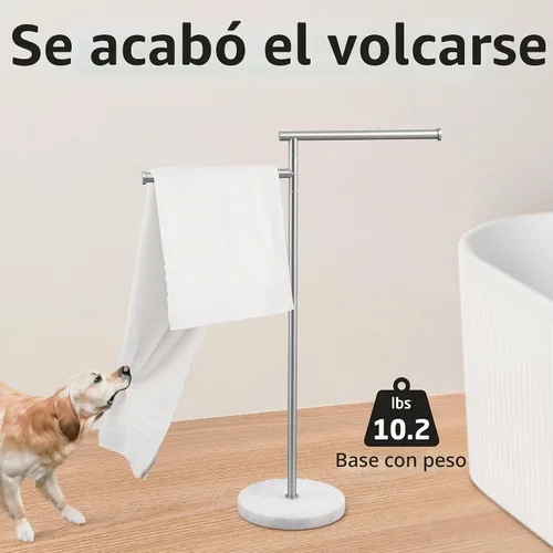 Vista 2 de KES Toalleros de pie para suelo de baño, 2 brazos giratorios, acabado Acabado cepillado