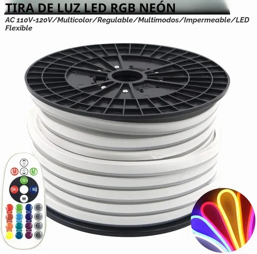 Vista 8 de SYMHMT - Tira de luz LED RGB de neón, CA 110 V/multicolor, regulable, multimodos, impermeable, flexible, con control remoto (32.8 pies, RGB)