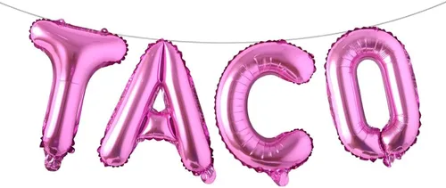 Vista 16 de Fiesta Party Balloons Supplies Taco Balloons Mexican Cinco De Mayo Party Decorations Mylar Foil Balloons Fiesta Party Decorations (L TACO Gold)