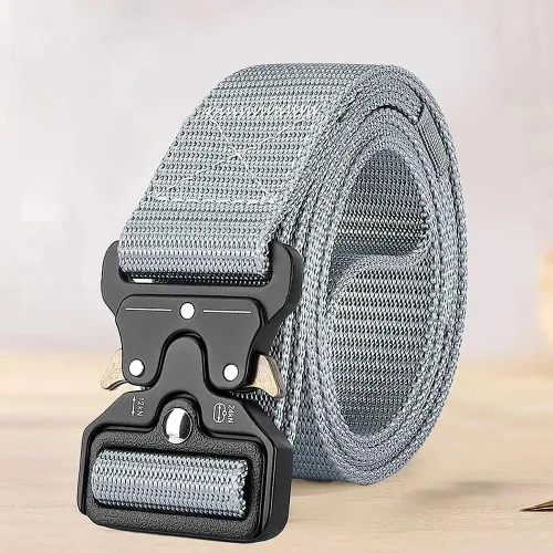 Vista 7 de Cinturón táctico para hombre - Cinturón de correa de nylon de servicio pesado con hebilla de liberación rápida